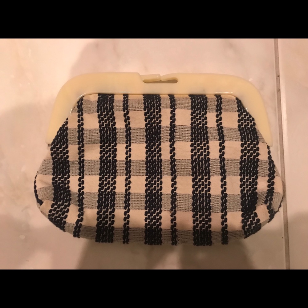 Anthropologie handbag clutch navy  lucite VGUC